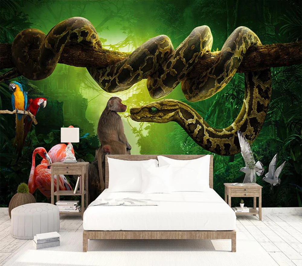 Decorative wallpaper Forest boa constrictor background wall painting