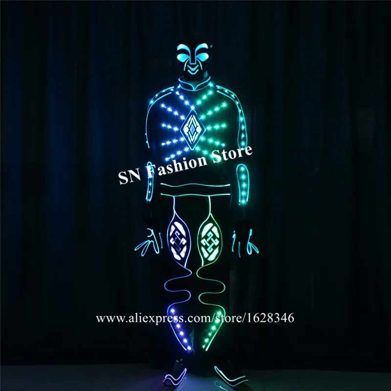 TC-217 Programmable led robot men suit full color dance costumes colorful dj wears show clothe RGB light outfits armor dress bar