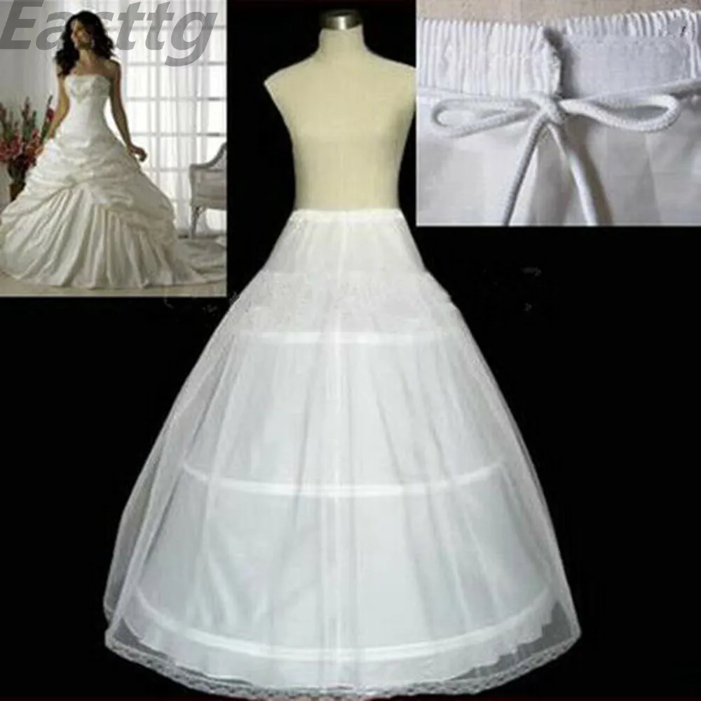 Plus Size  In Stock High Quality 3-HOOP Bridal Petticoats White Wedding Gown Petticoat Slip Underskirt Wedding Accessories