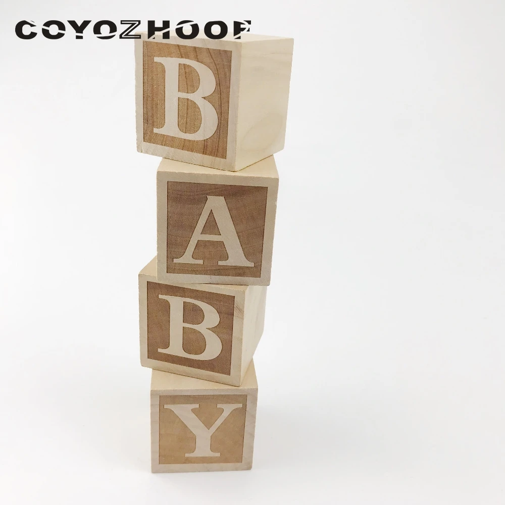 4Pcs  Natural Nursery Blocks 4cm Baby Blocks Rustic Baby Girl or Boys Nursery Decor Christmas Kids Gifts Children Toys