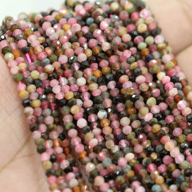 

Fashion Natural Stone Rainbow Tourmaline Multiple Faceted Round Loose Beads Gemstone For Jewelry Making Accessories Wholesale