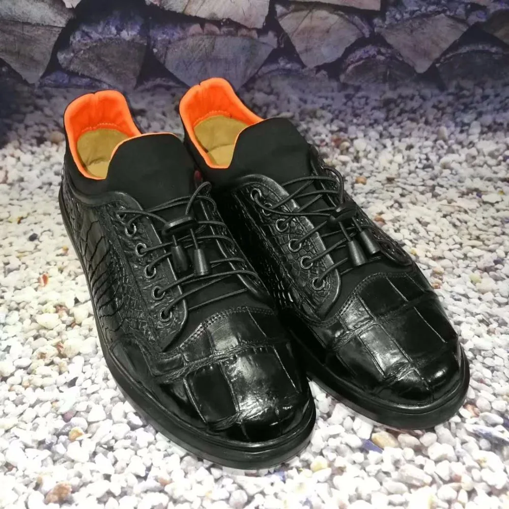 2018 new Genuine real genuine crocodil belly skin men business shoe,  crocodile skin men shoe black cow leather lining