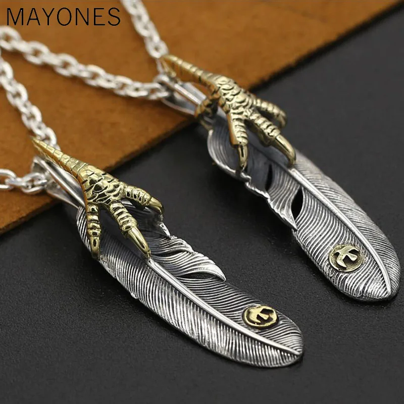 Eagle Claw Feather Pendant 100% Real 925 Sterling Silver Necklace Pendant Fine jewelry for Women Men Fashion jewelry