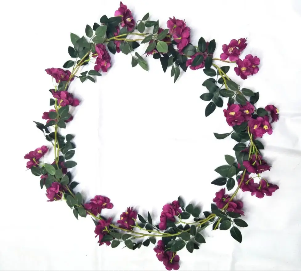 2pcs 2Meter Artificial Rosa Multiflora Flower Ivy Garland Silk Vine Greenery For Wedding Home Decorative