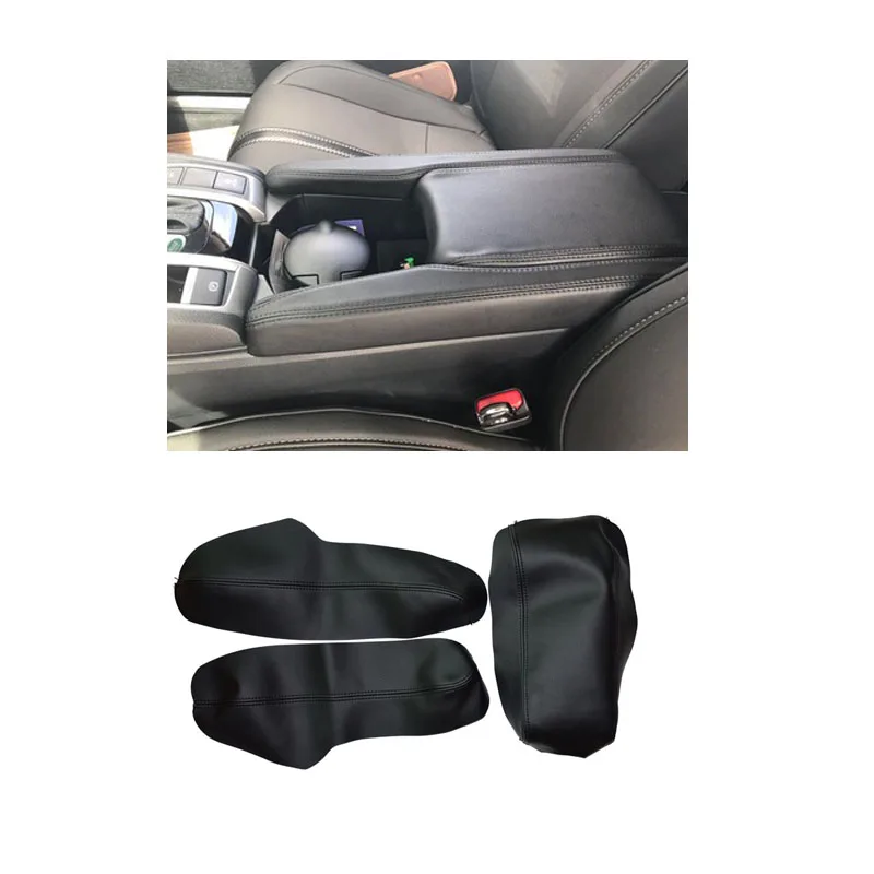 SRXTZM 3pcs/set Center Console Lid Armrest Box Microfiber Leather Protective Cover Trim For Honda Civic 10th Gen 2016 2017 2018