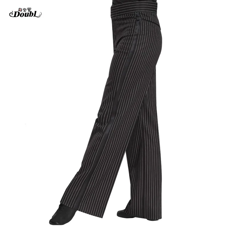 Male Dance Practice Pants Men Latin Ballroom Dance Performance Trousers Square Modern National Standard Stripe Costumes H689