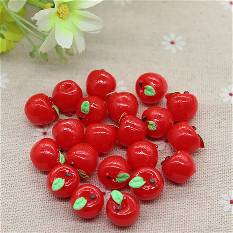 10pcs Kawaii Simulation Fruit Resin 3D Red/Green Apple DIY Decorative Craft Scrapbooking Accessories,12*13mm