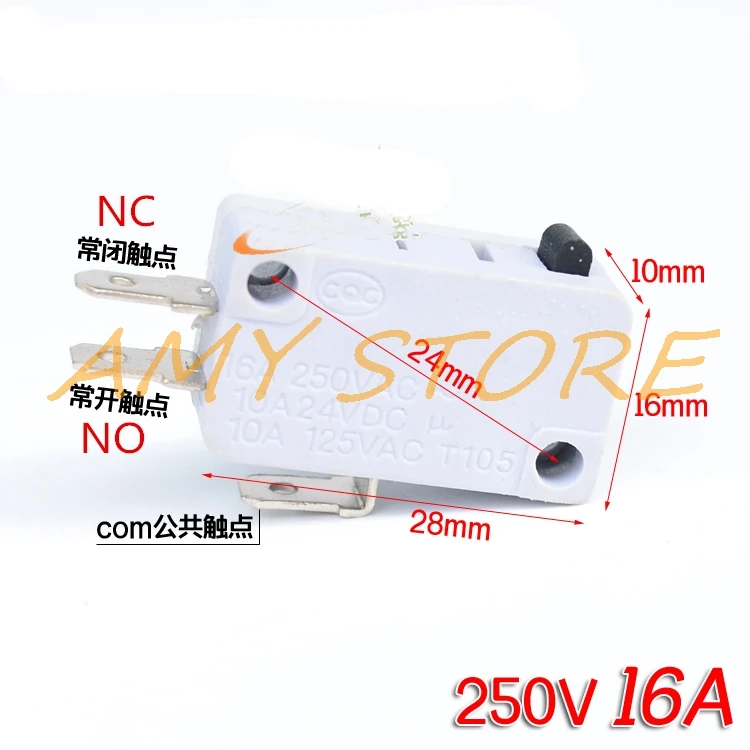 5pcs LXW-16 250VAC 15A(16A) SPDT 1NO 1NC 3P Red Momentary Pushbutton Limit Microswitch Electric Teapot Cooker Accessories