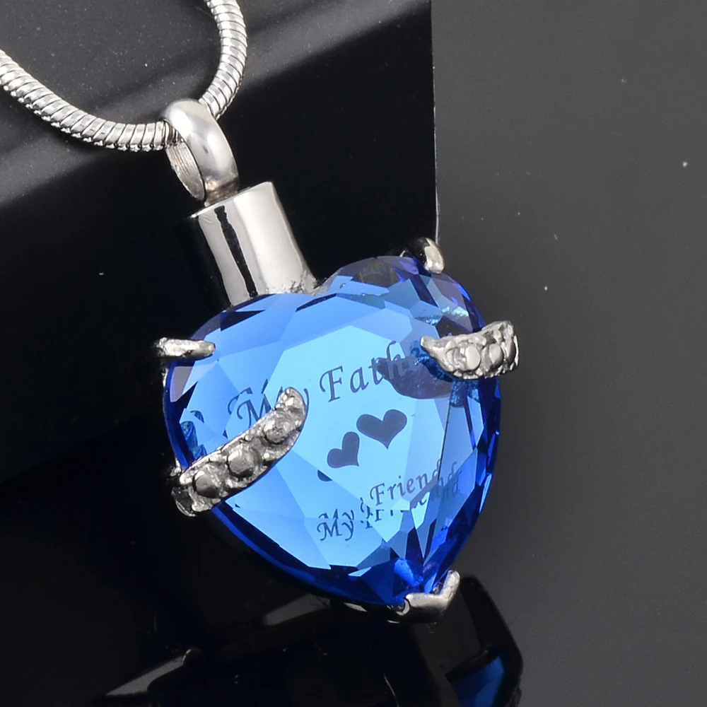 Family Member Loss Memorial Ash Keepsake Urns For Pet/Human Ashes Cremation Holder Jewelry Big Heart Crystal Urns For Ashes