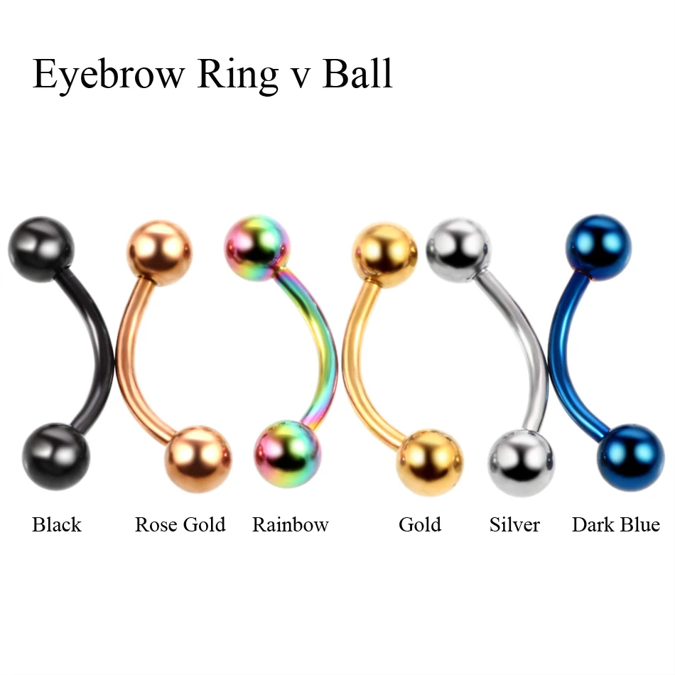 10pcs/lot Stainless Steel Colorful Curved Barbell Double Spike&Ball End Eyebrow Piercing Rings Banana Barbell Piercing Jewelry