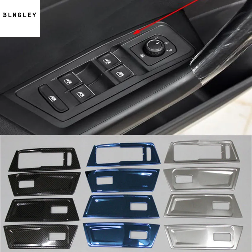 

4pcs/lot Car stickers Stainless steel car window lift panel decoration cover for 2018 2019 Volkswagen VW T-ROC