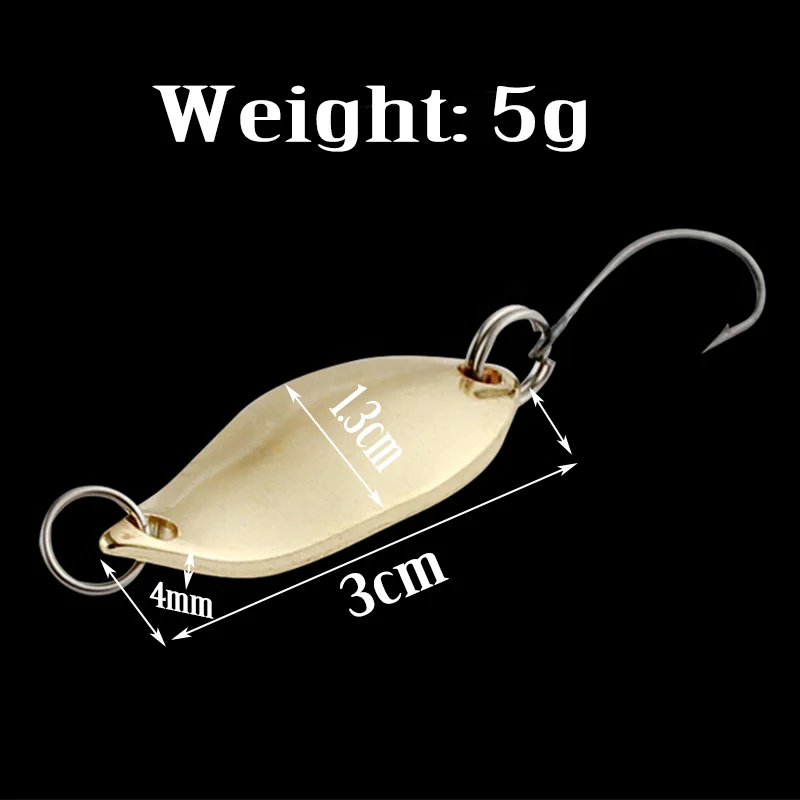 2Pcs 5g trout spoons brass fishing spoons pesca micro metal lures area trout fishing ultralight Fishing tackle Gold Silver color