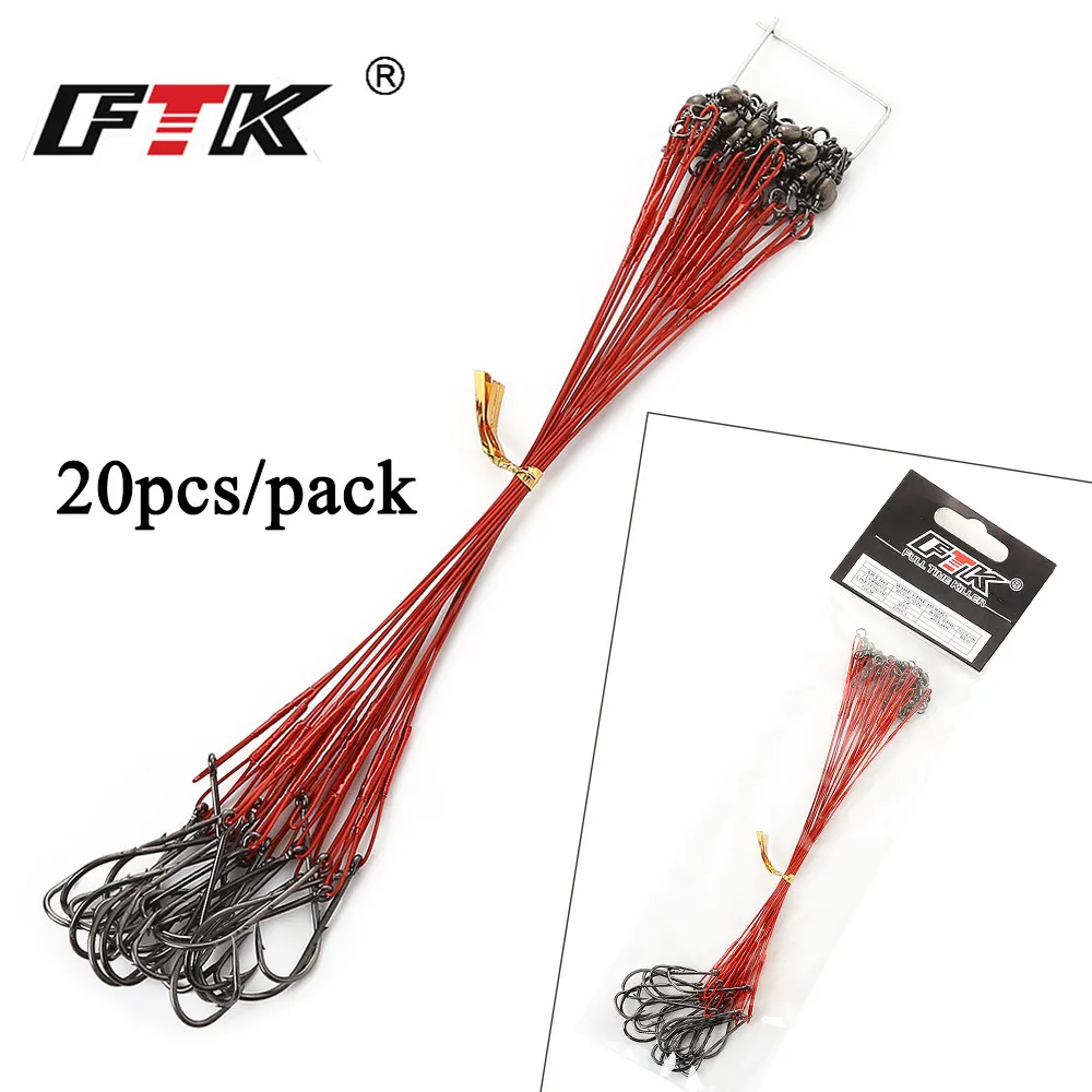 FTK Steel Wire Leader With Swivel Fishing Accessory 3 Colors Olta Leadcore Leash 12CM 16CM 20CM 23CM 25CM 20-80LB Fishing Line