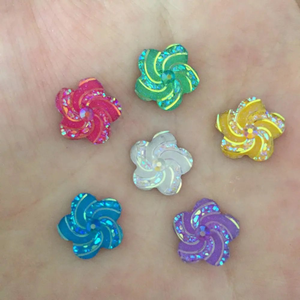 AB Resin Flower 60pcs 12mm Whirlwind Flatback Rhinestone Wedding Decoration Diy Craft C88A*2
