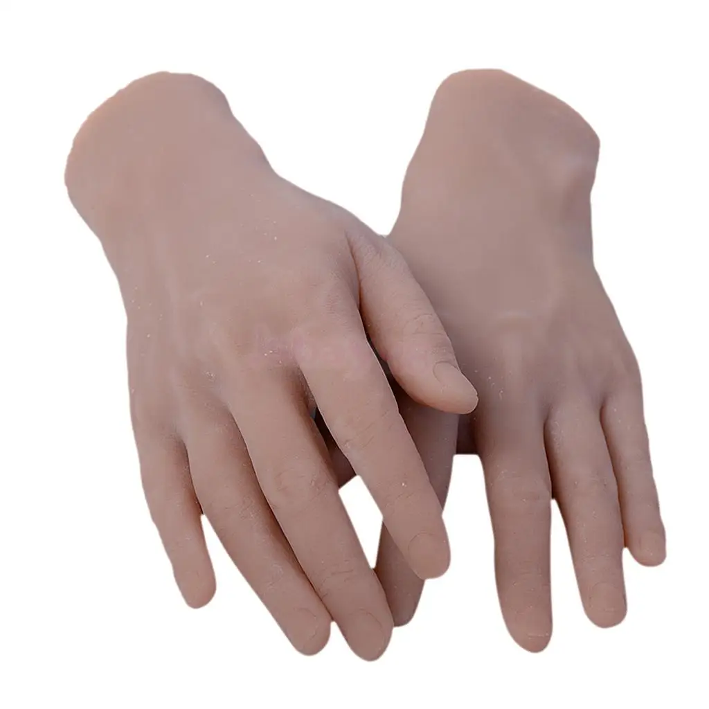 2Pcs Soft Practice Hand Model 3D Flexible 1:1 Adult Mannequin Fake Skin Salon Tattoo Nail Art Training Display Tool