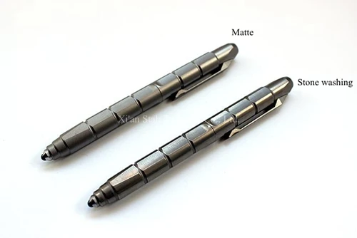 Titanium TC4 EDC Ribbed Personal Defense Rollerball Pen 140mm Long 57g/pc with Ceramic Bead End for Emmergency Hammer