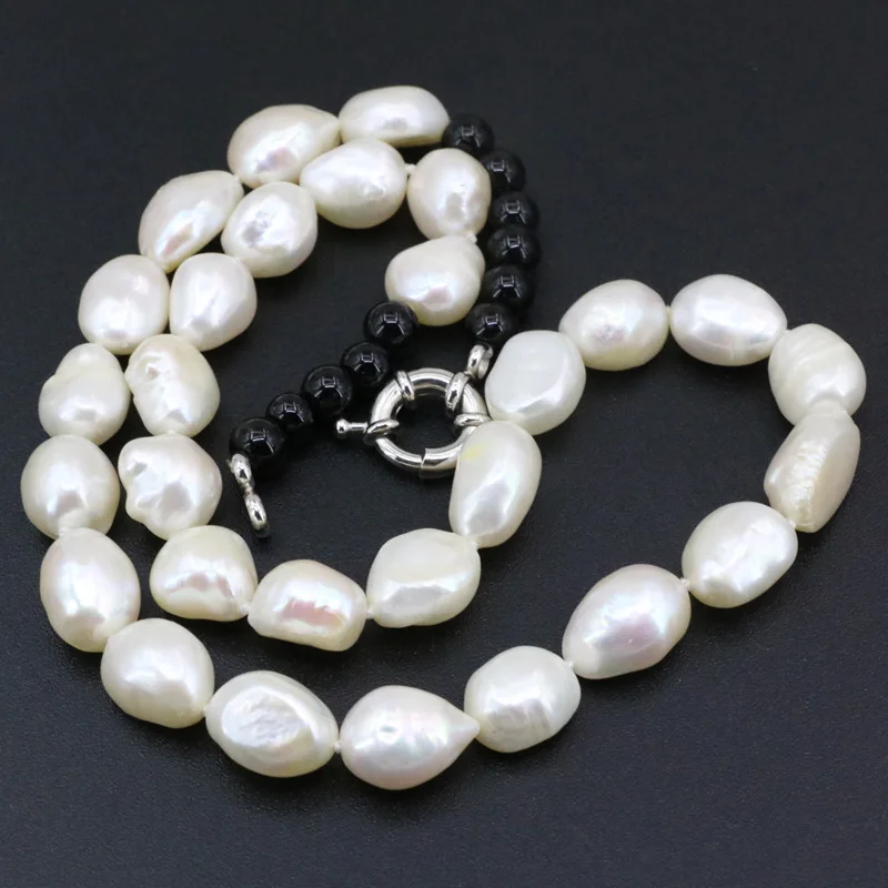 Wholesale Price Freshwater Pearl Jewelry Necklace For Women Natural Pearl Irregular 10-12mm Beads Strand Necklaces 18inch B3399