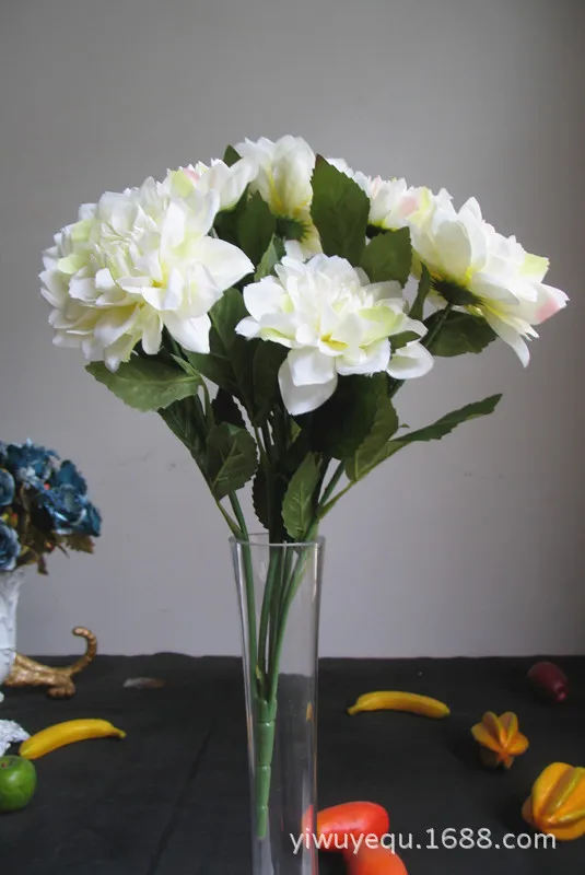 [Spot sales] 7 Dahlia white silk cloth simulation flowers single flower