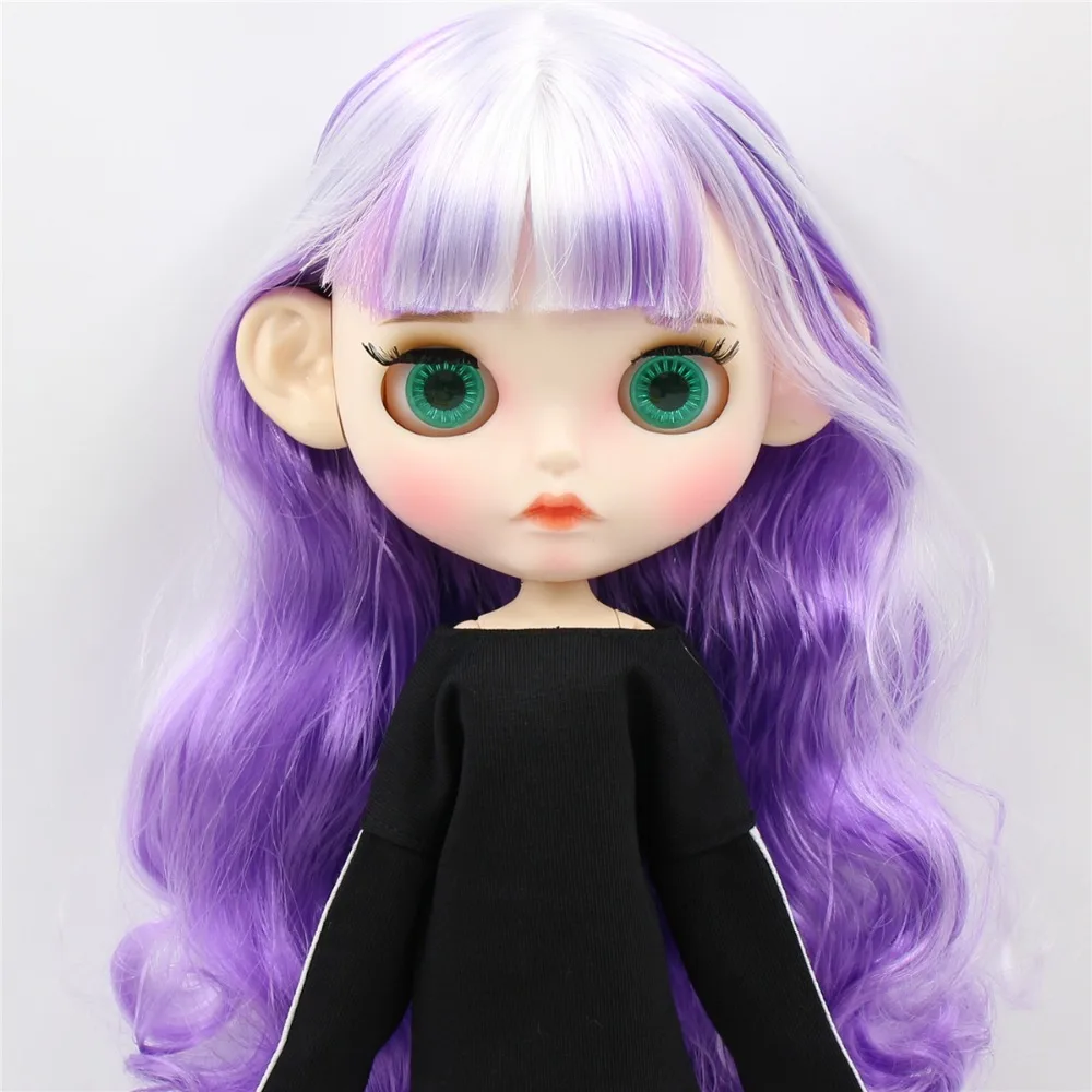 ICY DBS Blyth Doll 1/6 bjd white skin joint body purple hair green hair matte face Carved lips with eyebrow 30cm anime girls