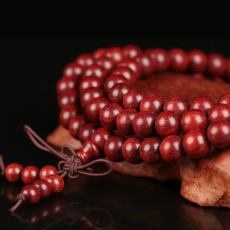 Zambian Red sandalwood Buddhist 0.6cm /0.8cm*108 Prayer Beads Malas Natural Wooden Bracelets For Women Men Yoga Jewelry