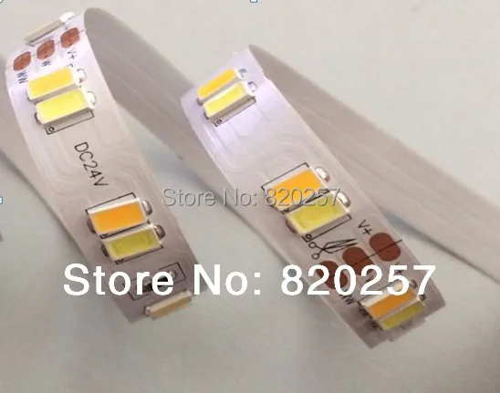 Free Shipping 5M/Reel 24V Samsung 5630 SMD LED CCT Color Temperature Adjustable and Dimmable Strip 112leds/m