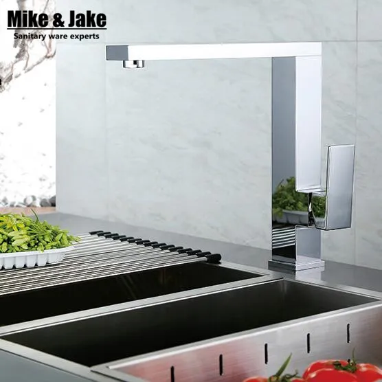 

360 rotating Chrome square kitchen faucets square brass sink kitchen mixer water tap Brass Kitchen Faucet water faucet