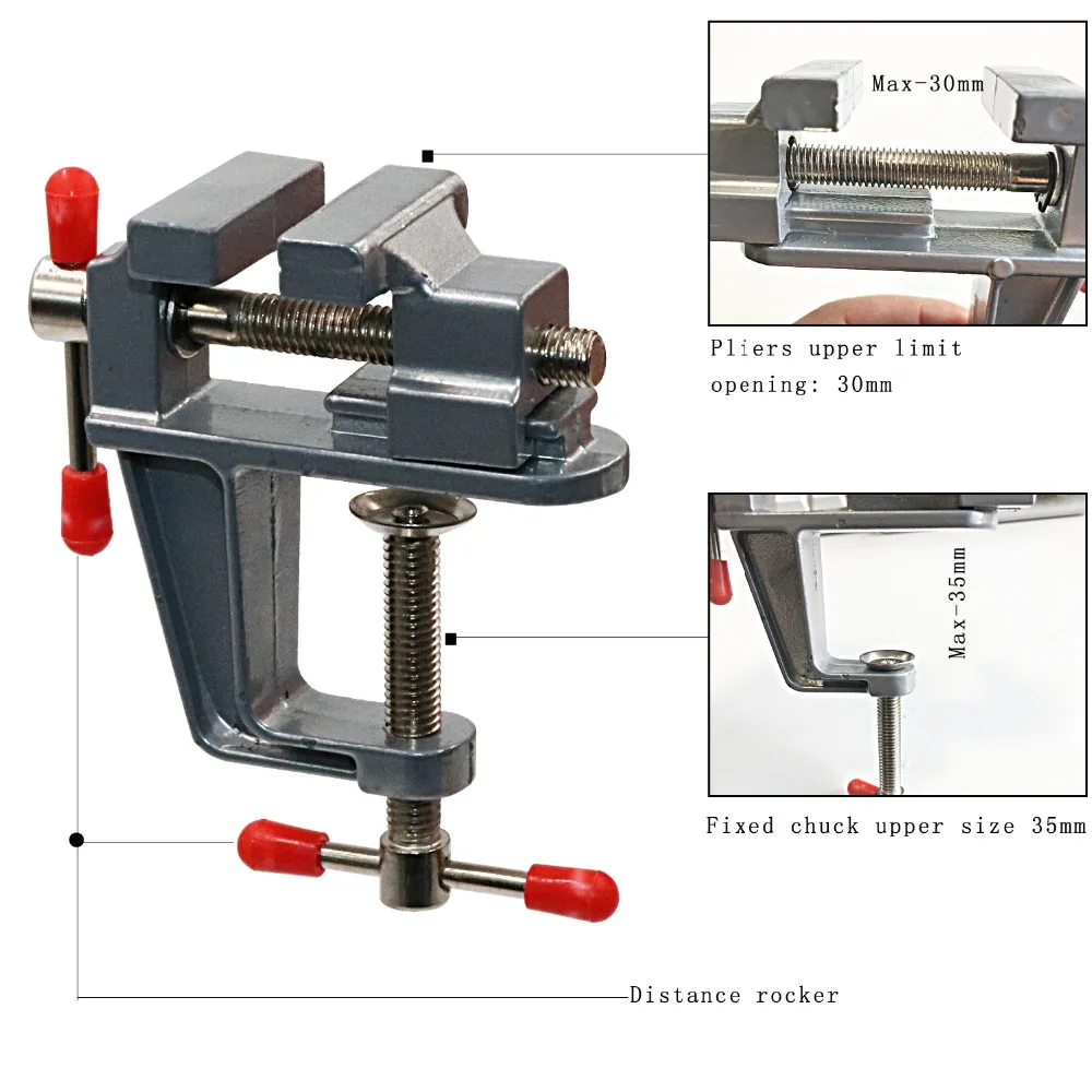 PHYHOO Aluminum Mini Table Clamp Small Bench Vice Jeweler Hobby Clamps DIY Mold Craft Repair Tool Portable Work Bench Screw Vise