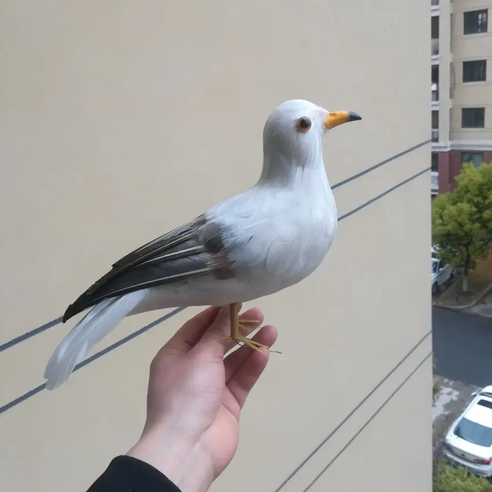 about 32x20cm real life Bird feathers seagull model home garden decoration filming prop toy gift h2655