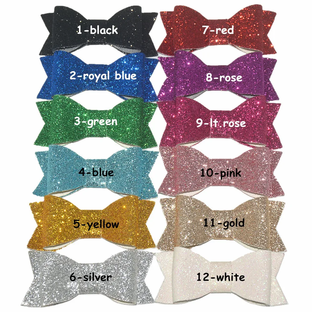 

60 pcs/lot, 2.75" Chunky Glitter Bow , DIY Hair bows for headband and hair accessories