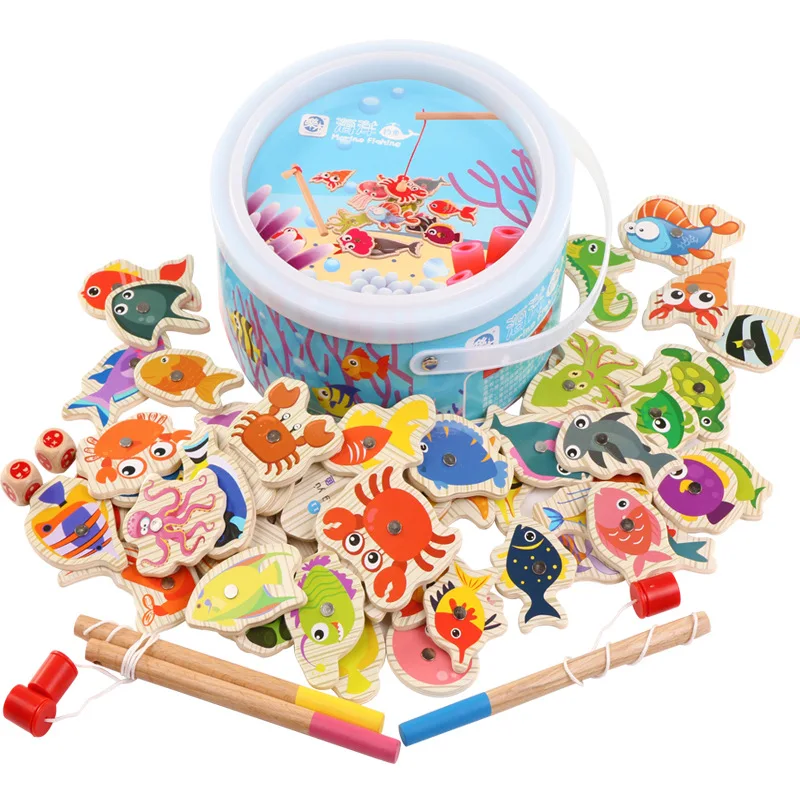 2018 New 20/60pcs Set Magnetic Fishing Toy Game Kids 2/3 Rod 3D Fish Baby Educational Toys Outdoor Fun Kids Toy