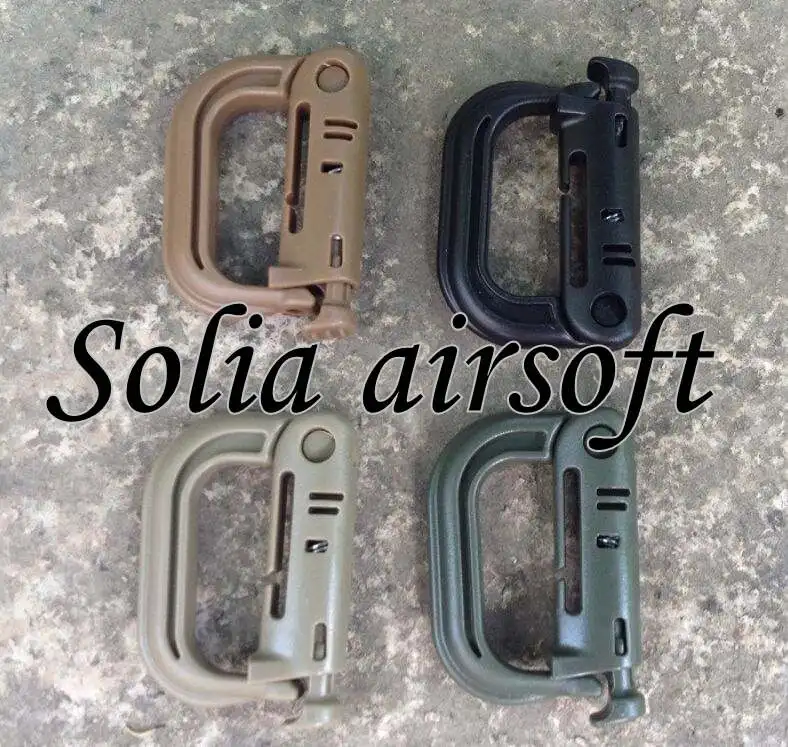 

10pcs/lot carrying locking mountain key ring small D model Molle Hook Travel Kits Black/DE/Tan/Green