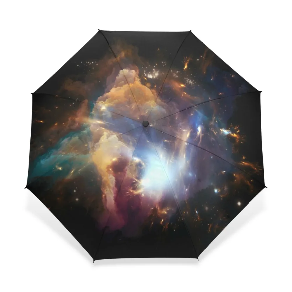 Colorful Universe Galaxy Space Star Meteor ombrello automatico 3 ombrello pieghevole pioggia donna uomo ombrello antivento Guarda Chuva