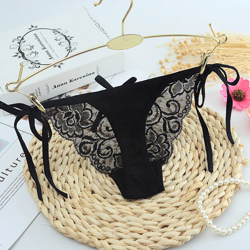 Female Cotton Lace Thong G-string Lace Sexy Underwear Women's Panties Bandages string Lingerie Intimates Thongs