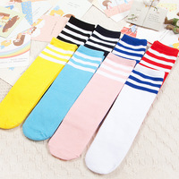 Kids Knee High Socks For Girls Boys Football Stripes Cotton Sports Old School White Socks Skate Children Baby Long Tube Leg Warm