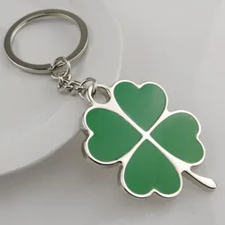 Stainless High Quality Green Leaf Keychain Fashion Creative Beautiful Four Clover Steel Lucky Key Chain Jewelry Keyring