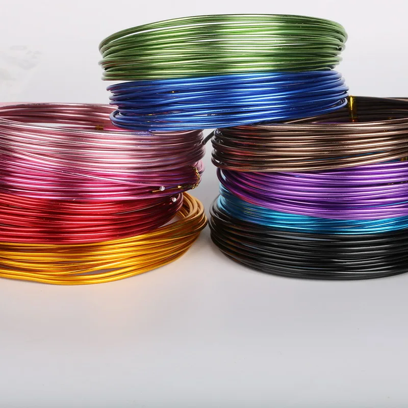 

Wholesale 2mm 12 gauge length 5m anodized aluminum round wire dead soft DIY jewelry craft metallic beading wire 12 colors