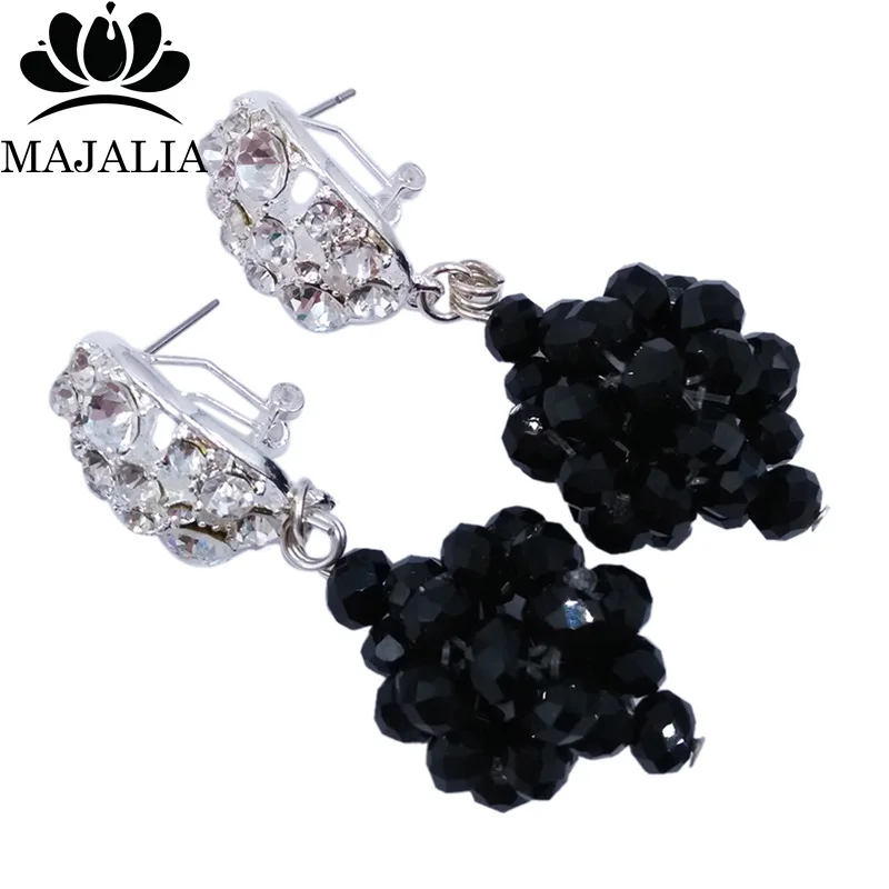 Romantic Nigeria Wedding Jewelry African Bead Jewelry Set Transparent Ab Black Crystal Bead Bridal Necklace Jewelry Set CC-22