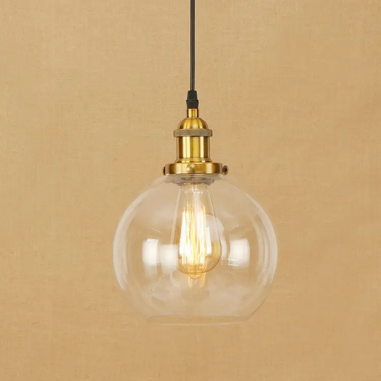 

IWHD Vintage Lamp American Style Loft Pendant Lamps LED kitchen Bedroom Glass Ball Pendant Light Fixtures e27 220V For Decor