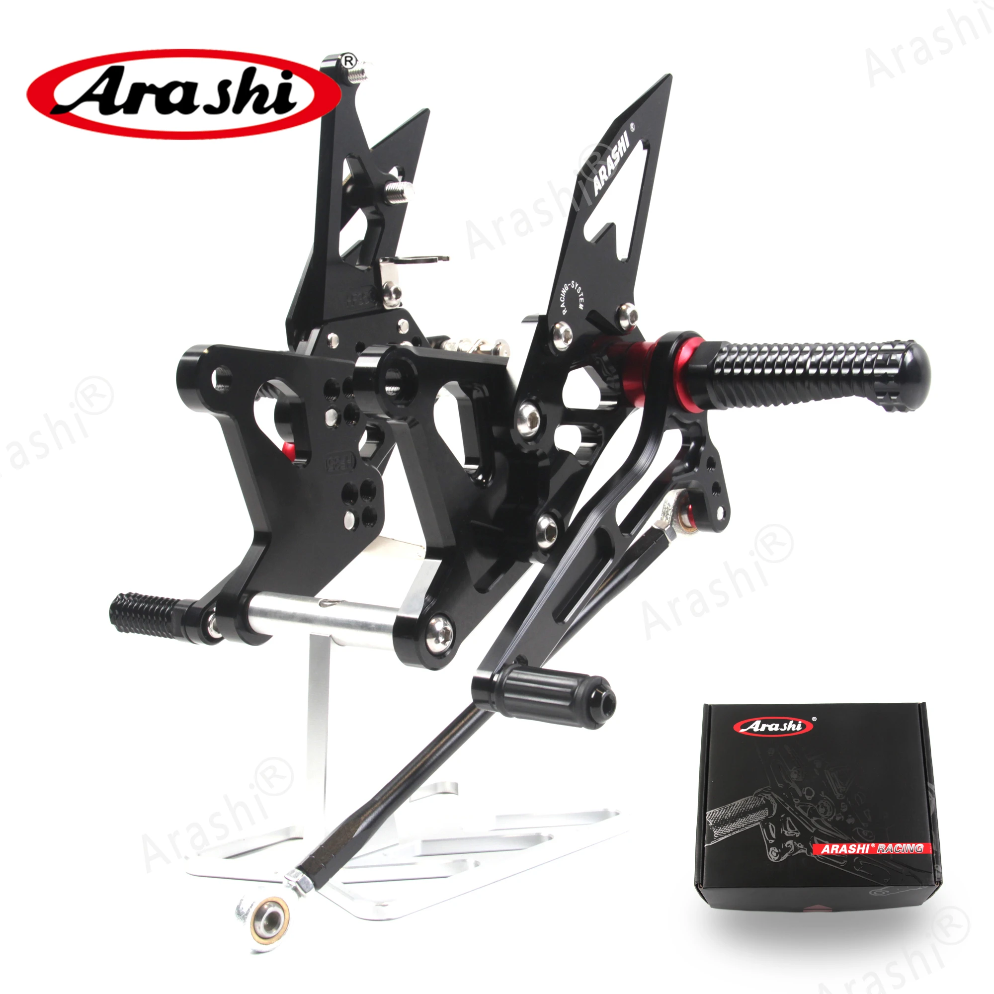 Arashi Rider Footrests For KAWASAKI ZX6R ZX636 2005-2006 CNC Adjustable Foot Pegs Rearset NINJA ZX-6R ZX 6R ZX 636 2005 2006