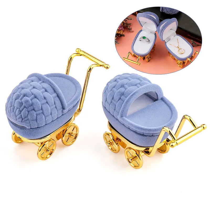 1 Piece lovely Baby carriage Velvet Jewelry Box Wedding Ring Box Gift Box Holder Case for Earrings Necklaces Bracelets Display