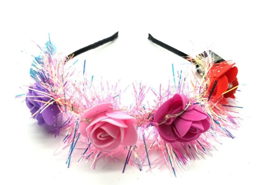 

Glow wreath flower headband adults light up LED headbands Christmas Halloween party luminous flashing hairband Christmas gift