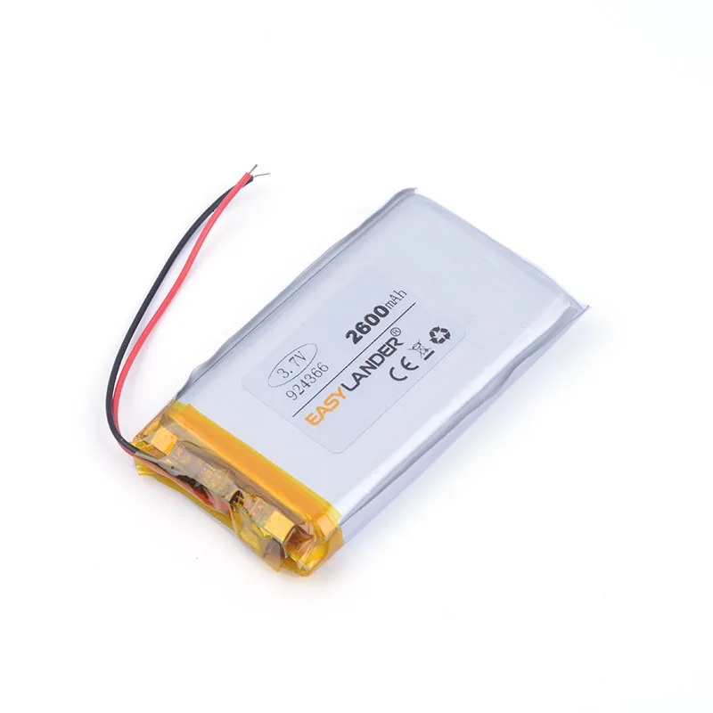 리튬 폴리머 배터리 3.7 2600mah 924366 충전식 배터리 전원 led 로그인 andorid 전화 완구 PDA 도구