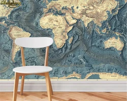 beibehang Custom photo wallpaper mural hand drawn retro vintage world map TV background wall papers home decor papel de parede