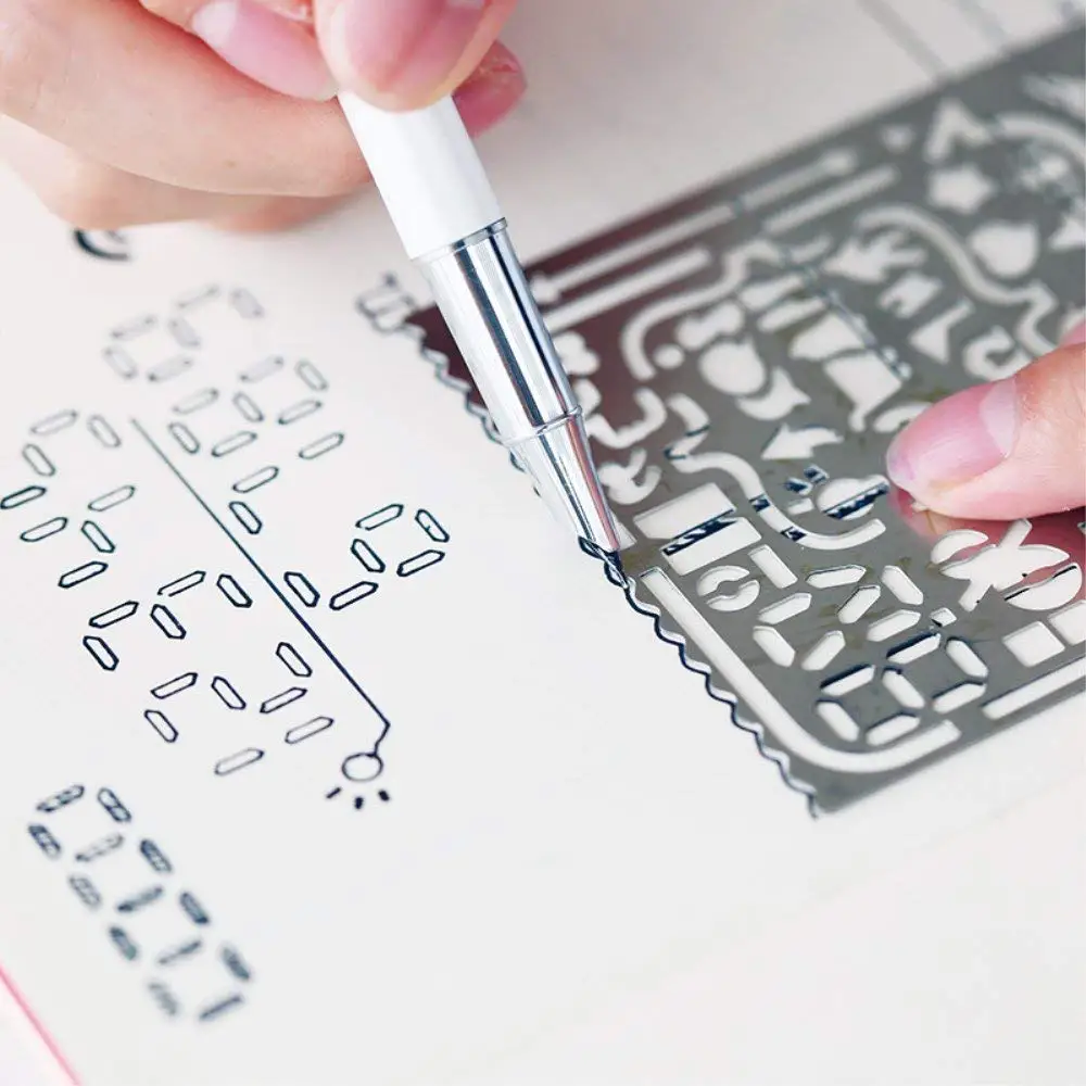 3 In 1 Stainless Steel Drawing Painting Stencils included Web UI/IOS Stencils for Scrapbooking, Card and Craft Projects