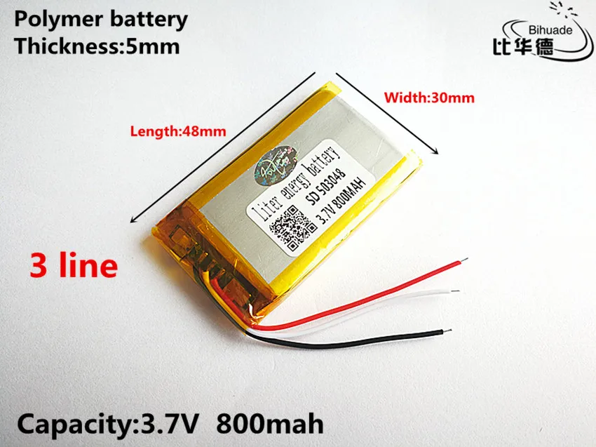 10 قطعة/الوحدة 3 خط جيد كوليتي 3.7V ، 800mAH ، 503048 بوليمر ليثيوم أيون/ليثيوم أيون بطارية ل لعبة ، قوة البنك ، GPS ، mp3 ، mp4