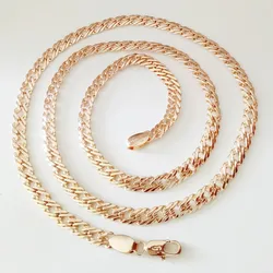 Luxury Men Necklace  585 Rose Gold Color Fashion Jewelry Copper 5MM 55CM Long Women Men Necklace Anniversary Gift