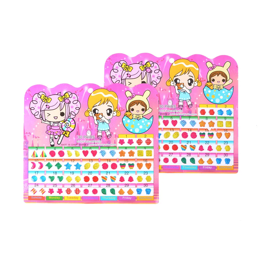 60PCS Wonderful Children Boy Girl Stickers Earring Cartoon Reward Crystal Stickers Ear Reward Stick Kindergarten Face Stickers