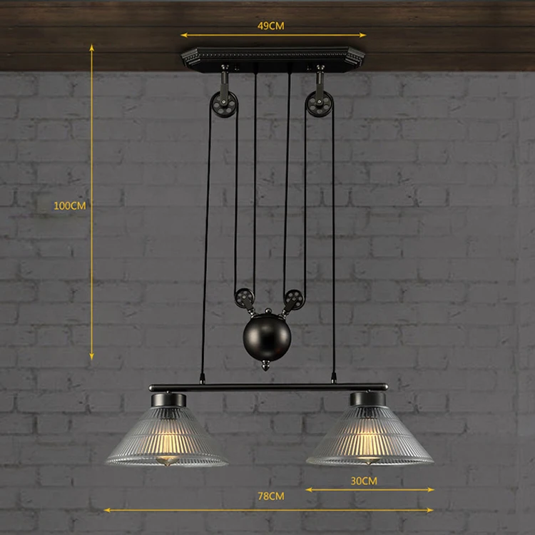 

Modern Vintage American Country Industrial Loft Lustre Edison Pulley Pendant Lamp Adjustable Wire Fixture Home Decor Lighting