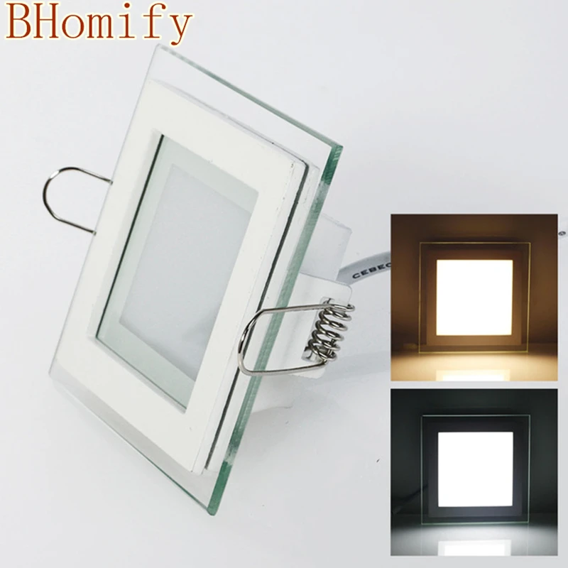 6W 12W 18W LED Panel Downlight Square Glass Cover Lights Dimmable AV110V/220V85-265V High Bright Ceiling Recessed Lamps+Driver