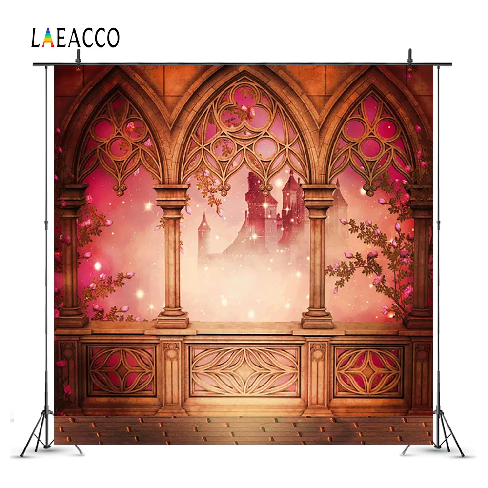 Laeacco Fairytale Castle Palace Arch Scenery Baby Newborn Photography Backgrounds Custom Photographic Backdrops For Photo Studio